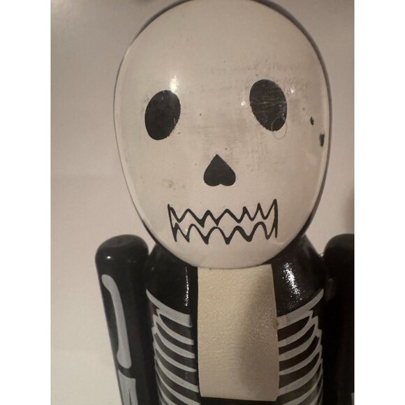 💀 Northlight 14" Wooden Skeleton Halloween Nutcracker (Black & White) - Picture 13 of 13
